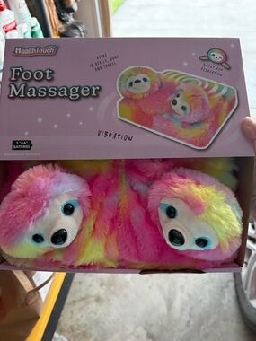 HealthTouch Rainbow Plush Sloth Foot Massager - Pink/Yellow